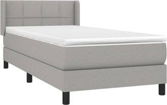 vidaXL Cama Box Spring Con Colch&oacute;n Tela Gris Claro 90x200 Cm Vidaxl