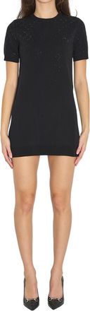 Gucci Black Embellished Crew Neck Mini Dress