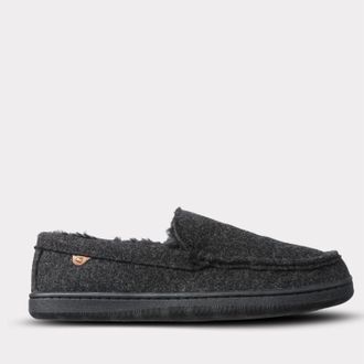 Lamofootwear Mens Classic Harrison Wool Slip-On Moccasin In Black