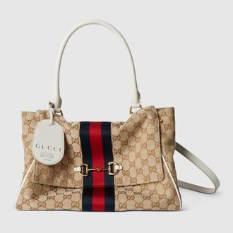 Gucci Paparazzo Medium Top Handle Bag, Beige, GG Canvas