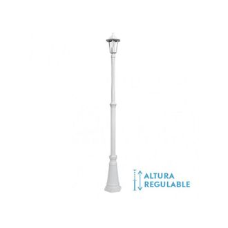 Fabrilamp Farola Exterior Aluminio Auriga 1xe27 Blanco Ip44 220x20x20 Cm Regulable En Altura