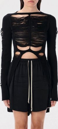 Rick Owens Top distressed Rick Owens in maglia di lana