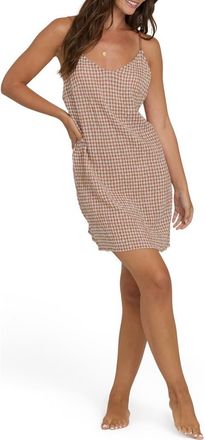 Billabong Summer Love Check Sleeveless Minidress in Sugar Almond at Nordstrom, Size X-Small