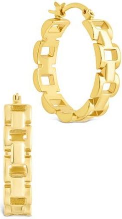 Sterling Forever Haverly Link Hoop Earrings in Gold at Nordstrom Rack