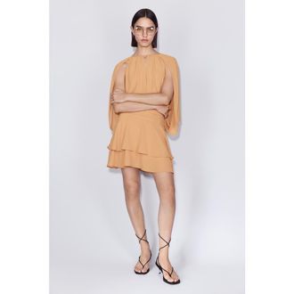 H&M Cape-detail Chiffon Dress in Dusty Orange at Nordstrom, Size Xx-Large