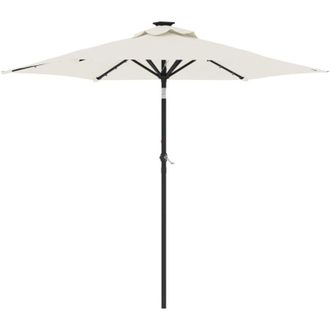 vidaXL Sombrilla Jard&iacute;n Con Luces Led Poste Acero Blanca 225x225x212cm Vidaxl