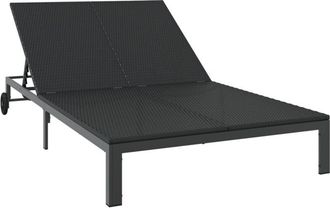vidaXL Sunbed 2-person Black 60 x 200 x 27cm Poly Rattan vidaXL