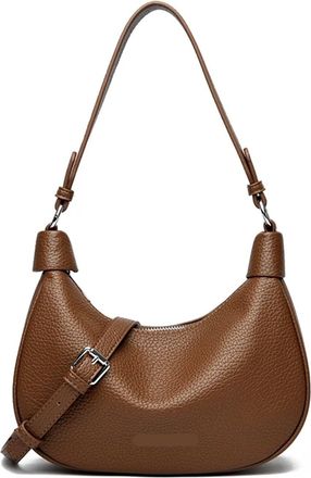 Generic Compatible For Two Belt Strap Soft Leather Shoulder Bag Womens Crossbody Female Small Hobos Armpit Purses(Coffee)