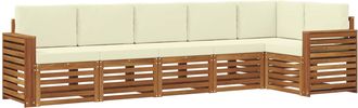 vidaXL Vidaxl Conjunto De Sof&aacute;s De Exterior 6 Uds. Natural Y Crema Poli&eacute;ster