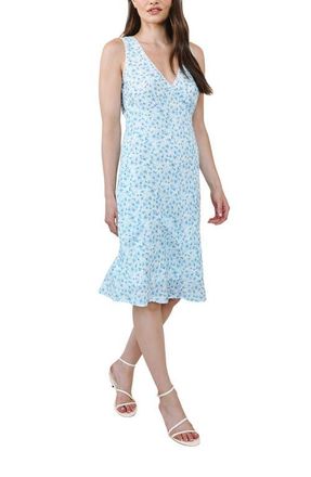 Bella Dahl Tie Back Sleeveless Midi Dress in Blue Ditsy at Nordstrom, Size X-Small