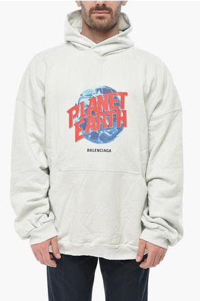 Balenciaga Cotton Vintage-Effect Hoodie with Patch Pocket size M