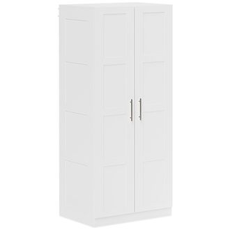 HOMCOM Wardrobe for Bedroom - Double Wardrobe with Hanging Rail - Black | TJ Hughes White