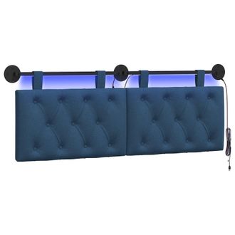 vidaXL Cabecero Colgante Con Luz Led Azul Tela Vidaxl