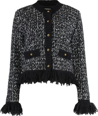 Moncler Tweed jack met franje afwerking - Zwart