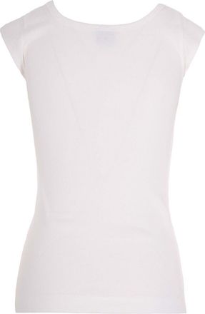 Pinko Womens Ribbed Top Love Birds White White-Snow Cotton Tops White/snow