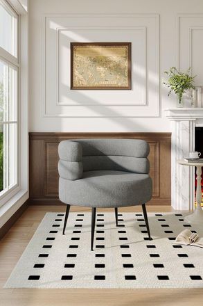 Living and Home Grey Curved Upholstered Single Sofa Accent Chair