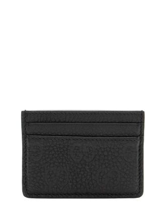 Gucci Black Gg Grainy Leather Emblem Card Case (Authentic Pre-Loved)