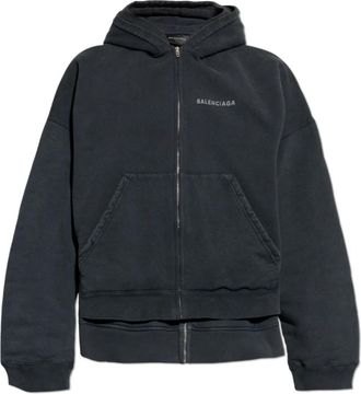 Balenciaga Zip-throughs, male, Black, Size: S Layered Zip-Up Hoodie