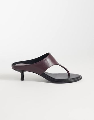 Asos Helix - Infradito premium con tacco in pelle bordeaux-Rosso