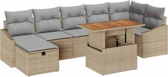 vidaXL Conjunto De Sof&aacute; De Jard&iacute;n 8 Pcs Beige Rat&aacute;n Sint&eacute;tico Vidaxl