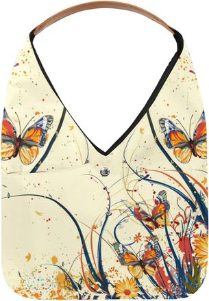 Generic Floral Background with Butterfly (4) Reusable Lightweight Grocery Bags - Foldable Into Compact Pouch, Washable & Sturdy, Multipurpose for Shopping and