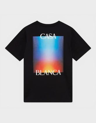 Casablanca Womens Casablanca Stacked Gradient Casa Logo T Shirt Black - Size: 18/16