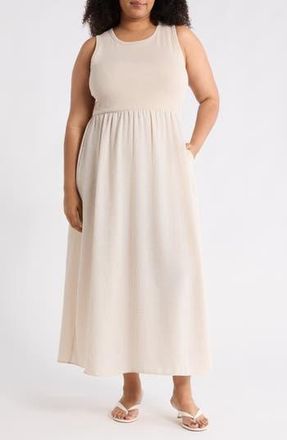Renee C Mixed Media Midi Dress in Taupe at Nordstrom Rack, Size 3X
