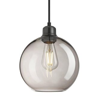 Industville Orlando Smoked Glass Globe Pendant - 9 Inch - Mocha in Grey | Size: Medium