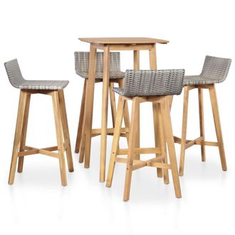 Berkfield Home 5 Piece Outdoor Dining Set Solid Acacia Wood in Brown