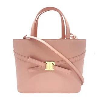 Ferragamo Pink Leather Shoulder Bag Tote Bag (Pre-Owned)