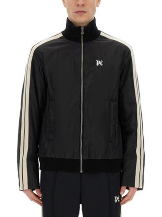 Palm Angels Black Stripes Mock Collar Sweatshirt