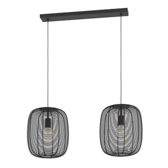 Eglo Eglo - Lampadario A Sospensione Vintage Rinroe Acciaio Nero 2 Luci E27