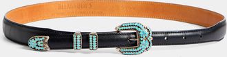 Mahnaz Collection Womens Vintage 1970 Virgil Dishta Silver and Turquoise Ranger Belt