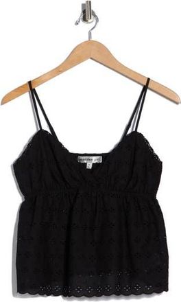 Madden Girl Eyelet Babydoll Cotton Camisole in Black at Nordstrom Rack, Size X-Large