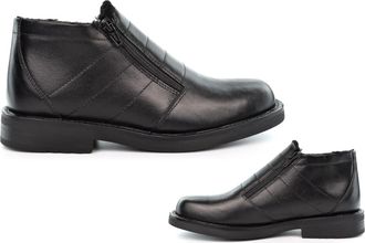 Generic Mens Leather Boots Mens Wide Open Boots Size 6 Boys Boot Size 9 Ankle Boot Thermal Real Leather Upper Faux Fur Wide Open Zip Fastening Sizes 6-12 Blac