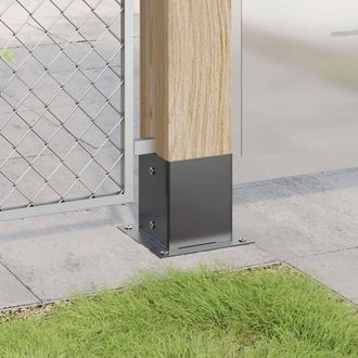 Berkfield Home Post Bases Square 12 pcs Anthracite 121x121 mm Powder-coated Steel in Black