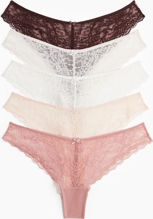 H&M 5er-Pack Brazil Slips aus Spitze - Pink