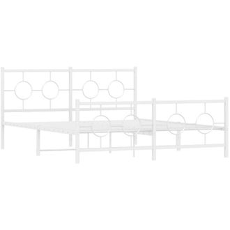 vidaXL Estructura Cama Sin Colch&oacute;n Con Estribo Metal Blanco 150x200 Cm Vidaxl