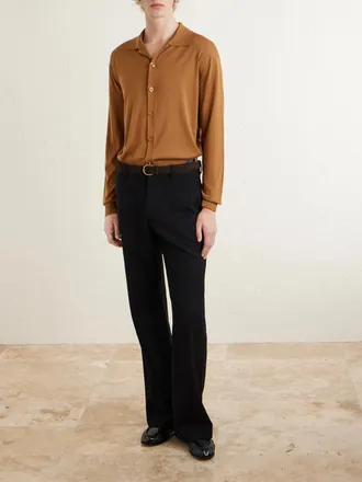 Versace Logo-Appliqu&eacute;d Silk and Cotton-Blend Cardigan