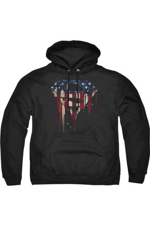 Gildan Superman Bleeding Shield Adult Pull Over Hoodie / Hooded Sweatshirt