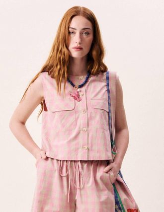 FRNCH Aurora Vest Top In Rose