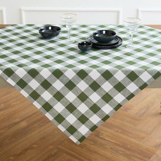 Solino Home Linen Table Throw - Buffalo Check, 52 x 52, 52 x 52 in Olive And White at Nordstrom, Size Small