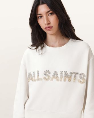 AllSaints Cotton Pearl Separo Sequin Sweatshirt, Size: XS
