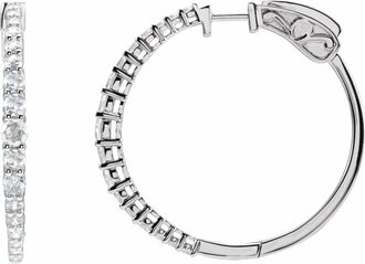 Diamond2Deal 14K Gold 1 1/3ct Lab-Grown Diamond Hoop Earrings Clarity I1, Color G-H