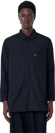 Yohji Yamamoto Chain Stitch Broad Zip Open Blouse - Heren - Zomerjassen - Zwart - M - Katoen - Jassen