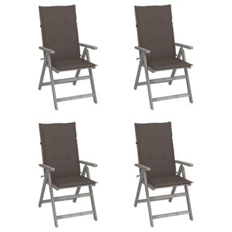 vidaXL Vidaxl - Sillas Reclinables Jard&iacute;n Y Cojines 4 Uds Madera Maciza Acacia