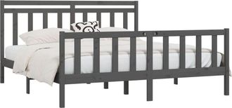 vidaXL Estructura De Cama Sin Colch&oacute;n Madera De Pino Gris 200x200 Cm Vidaxl