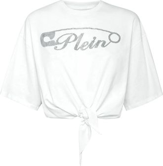 Philipp Plein T-shirt Ronde Hals SS Crop - Dames - T-shirts - Wit - L - Katoen - Tops