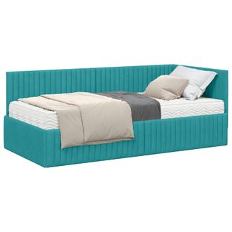 vidaXL Estructura De Cama Esquina Con Colch&oacute;n 2 Pcs Tuquesa Terciopelo Vidaxl