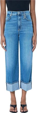 Sportmax Vaqueros de mezclilla de pierna ancha y corte cropped - Jeans - Mujer - Azul - W28